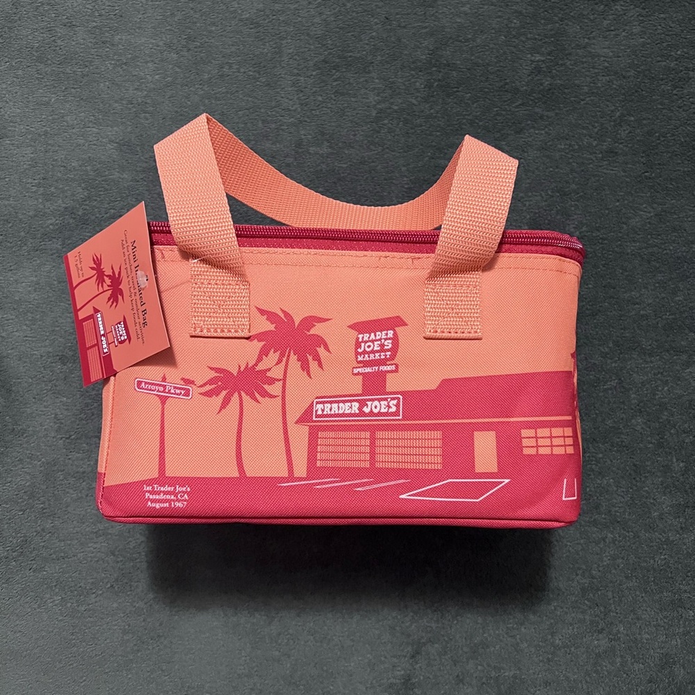 NWT Sets of 2-Trader Joe's Insulated Lunch Bags - Coral and Blue - Picture 2 of 9